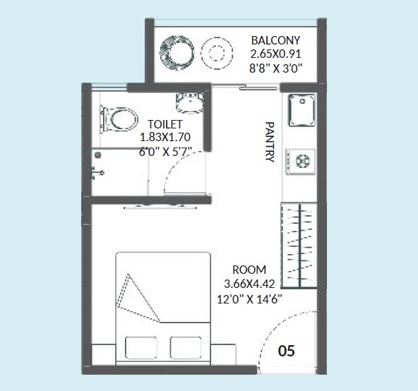 205 Sq. Ft. Studio