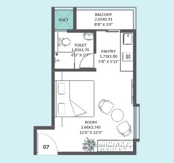 259 Sq. Ft. Studio