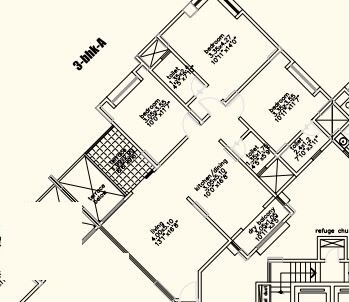 Floor plan of 3 BHK 1400 Sq. Ft. Apartment in BU Bhandari Alacrity, Pune