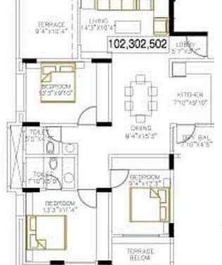 bu bhandari everglade apartment 3 bhk 1476sqft 20203530123513