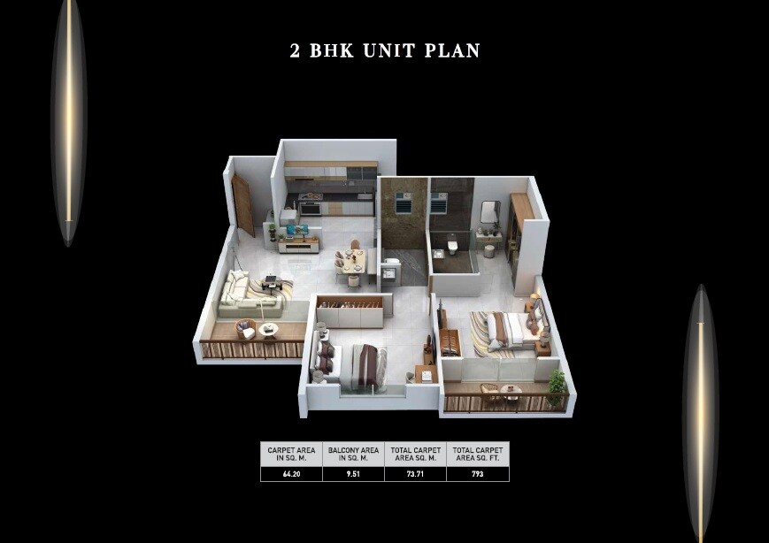 2 BHK 793 Sq. Ft. Apartment