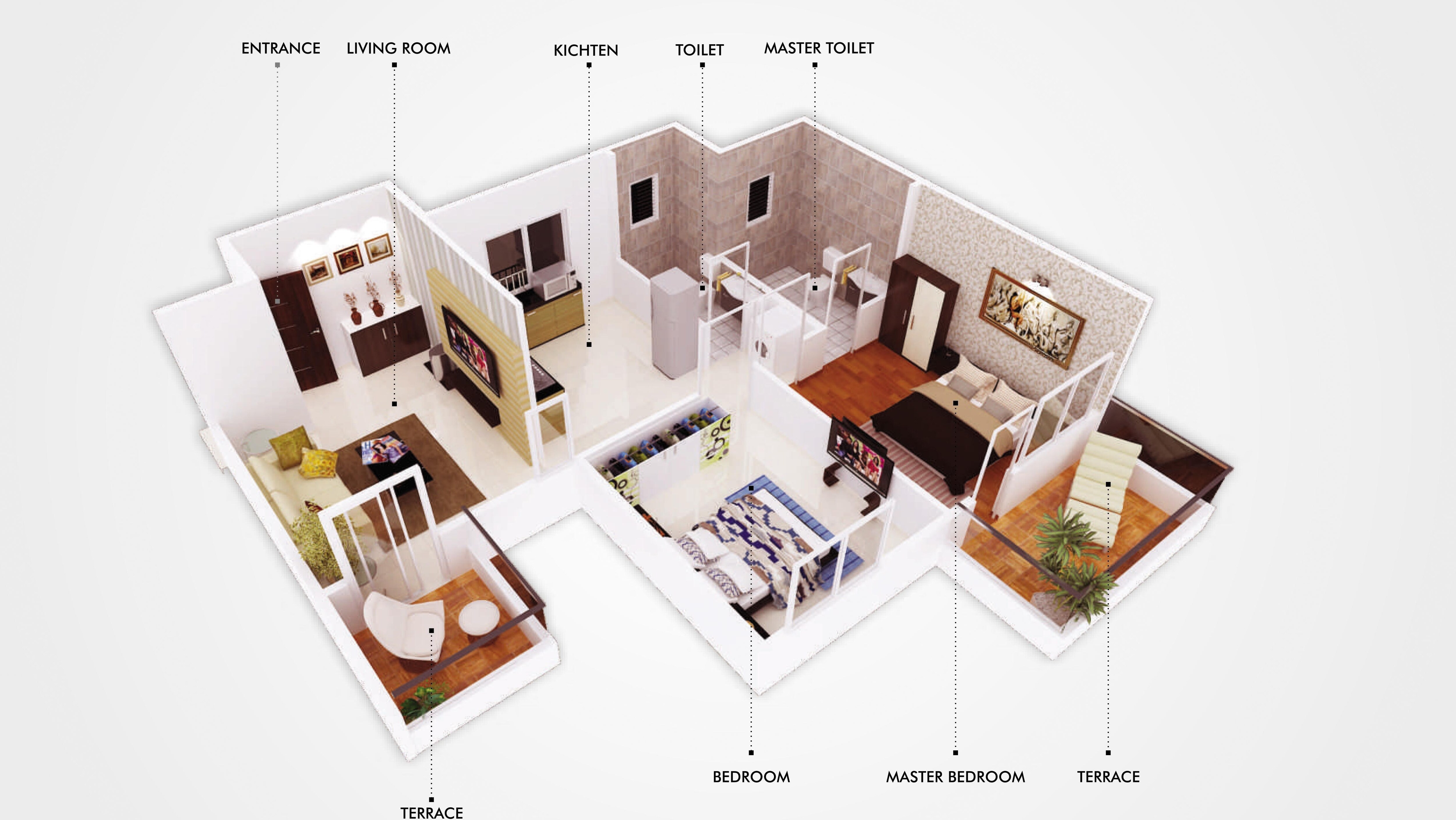 Floor plan of 2 BHK 621 Sq. Ft. Apartment in Bunty Mayur Kilbil, Pune