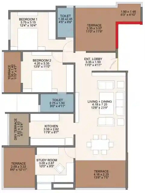 3 BHK 1618 Sq. Ft. Apartment