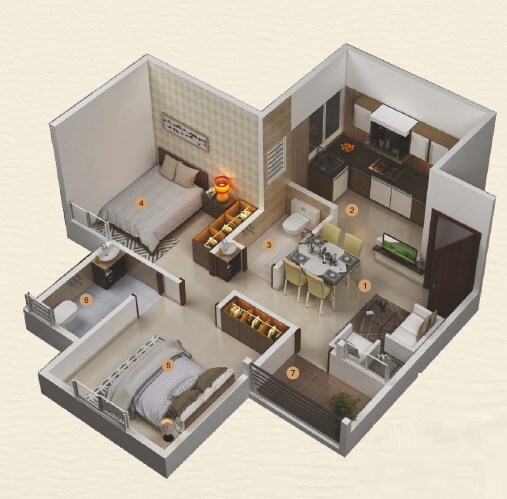 2 BHK 435 Sq. Ft. Apartment