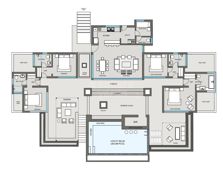 Floor plan of 4 BHK 6800 Sq. Ft. Villa in Capricorn Vaadi Lake Mulshi, Pune