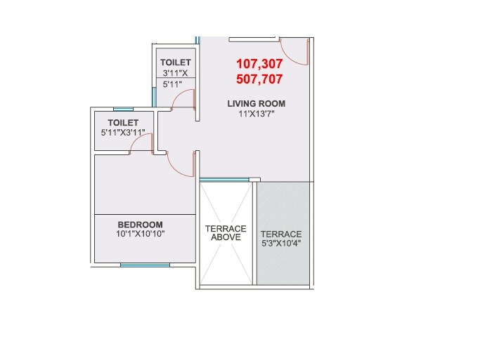 1 BHK 416 Sq. Ft. Apartment