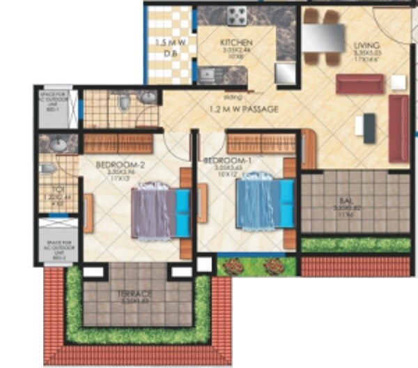 2 BHK 1097 Sq. Ft. Apartment