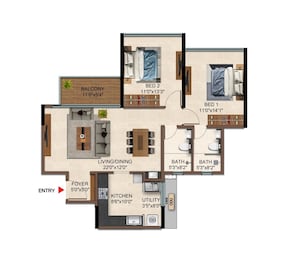 2 BHK 913 Sq. Ft. Apartment in Casagrand Caladium