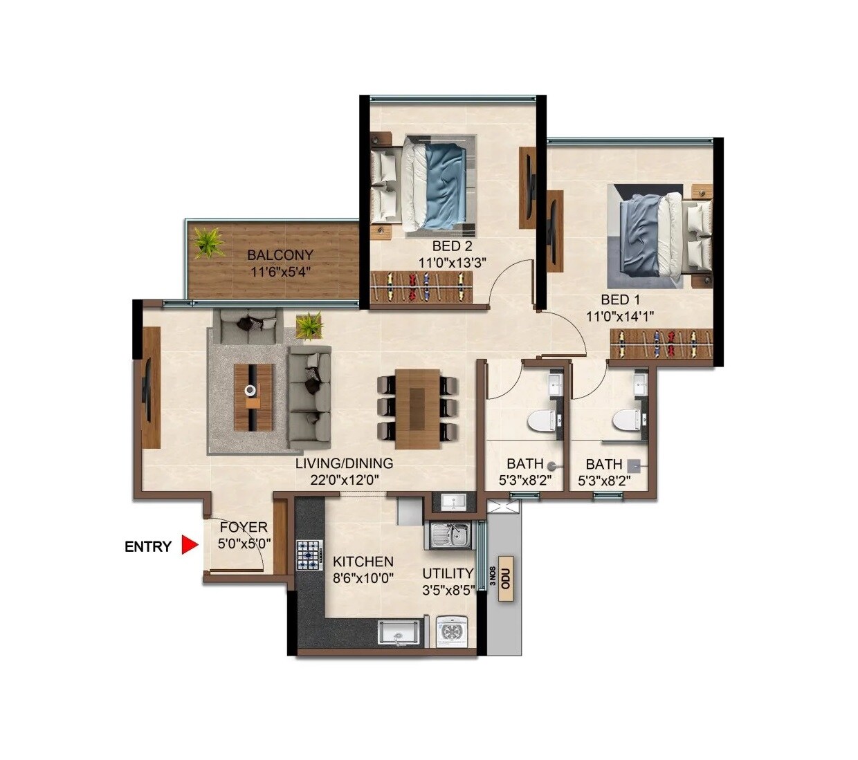 Other, casagrand-caladium 2 Bedroom 913 Sq.Ft. Apartment In Wagholi Pune 9045146