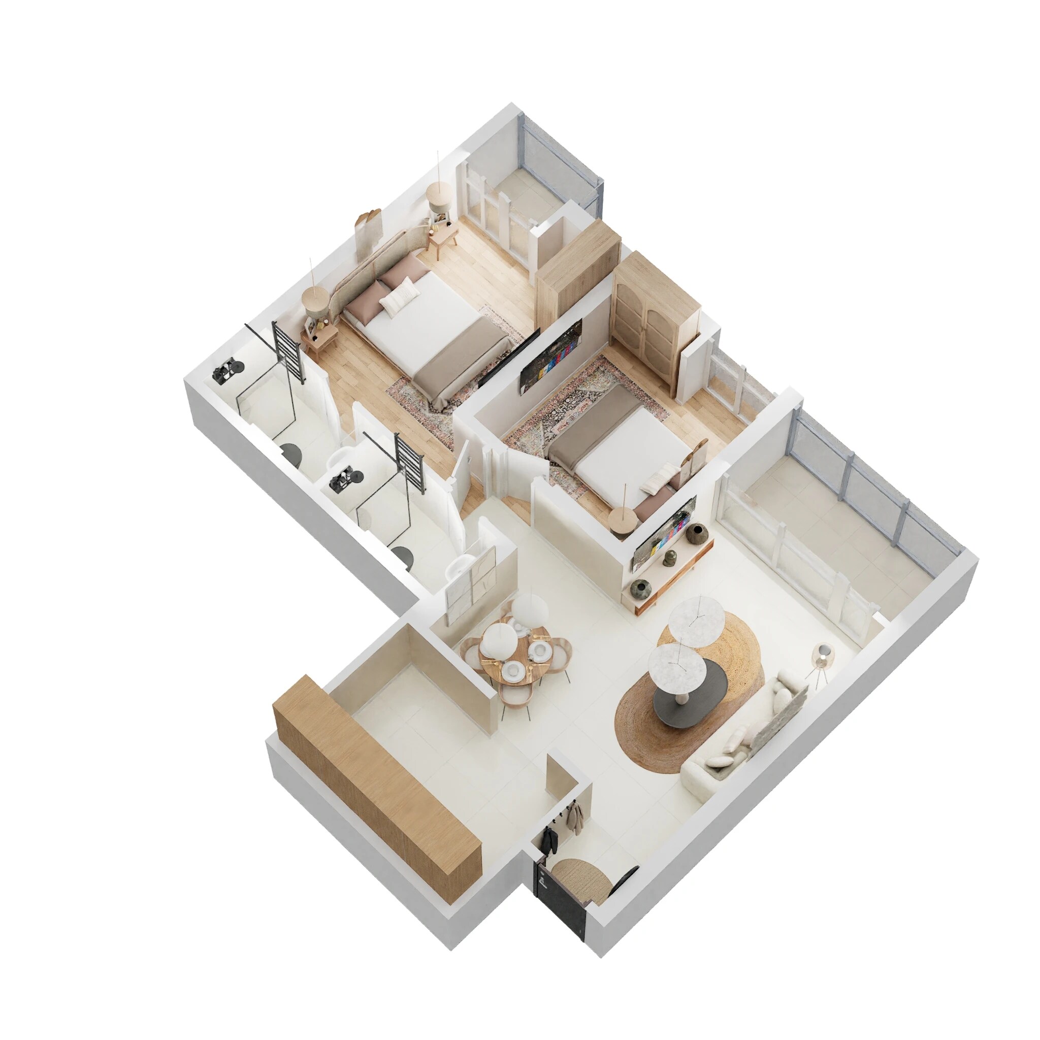Floor plan of 2 BHK Apartment - 792 sq. ft. in Ceratec Presidential Towers, Pune