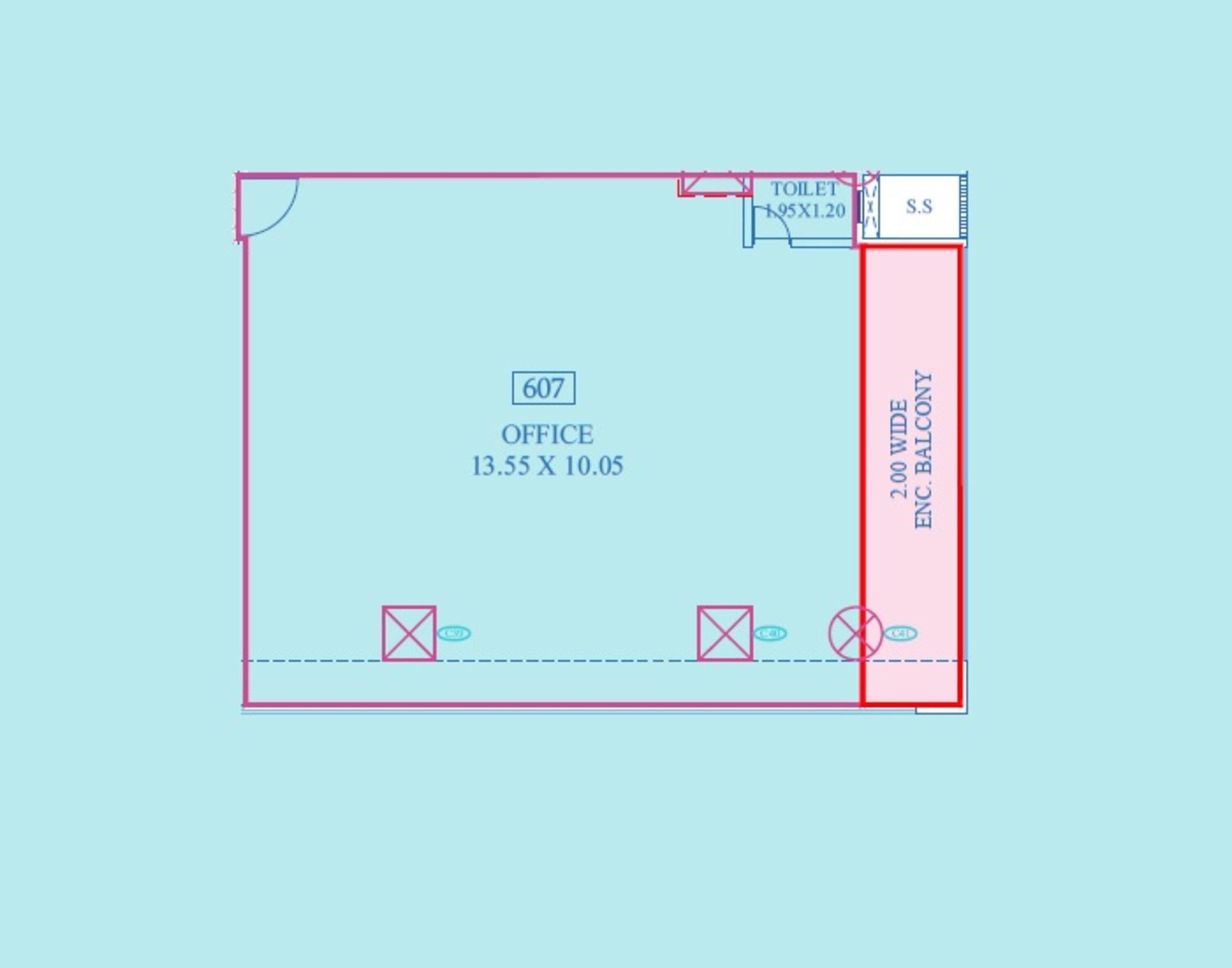 Floor plan of Office Space - 607 sq. ft. in Ceratec Tower 1O8, Pune