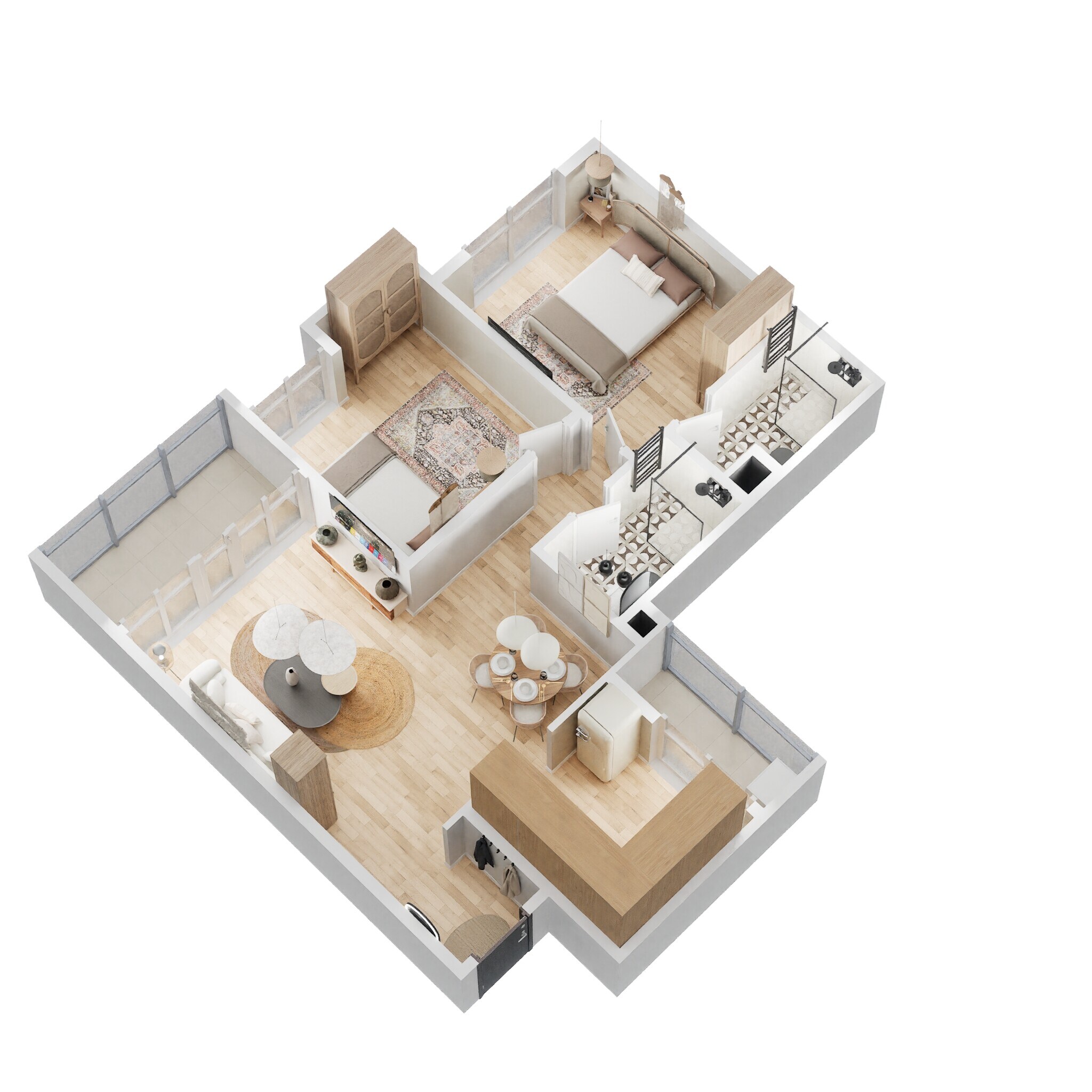 Floor plan of 2 BHK 725 Sq. Ft. Apartment in Ceratec West Winds, Pune