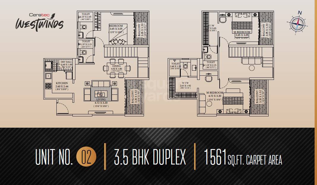 3 BHK 1561 Sq. Ft. Apartment