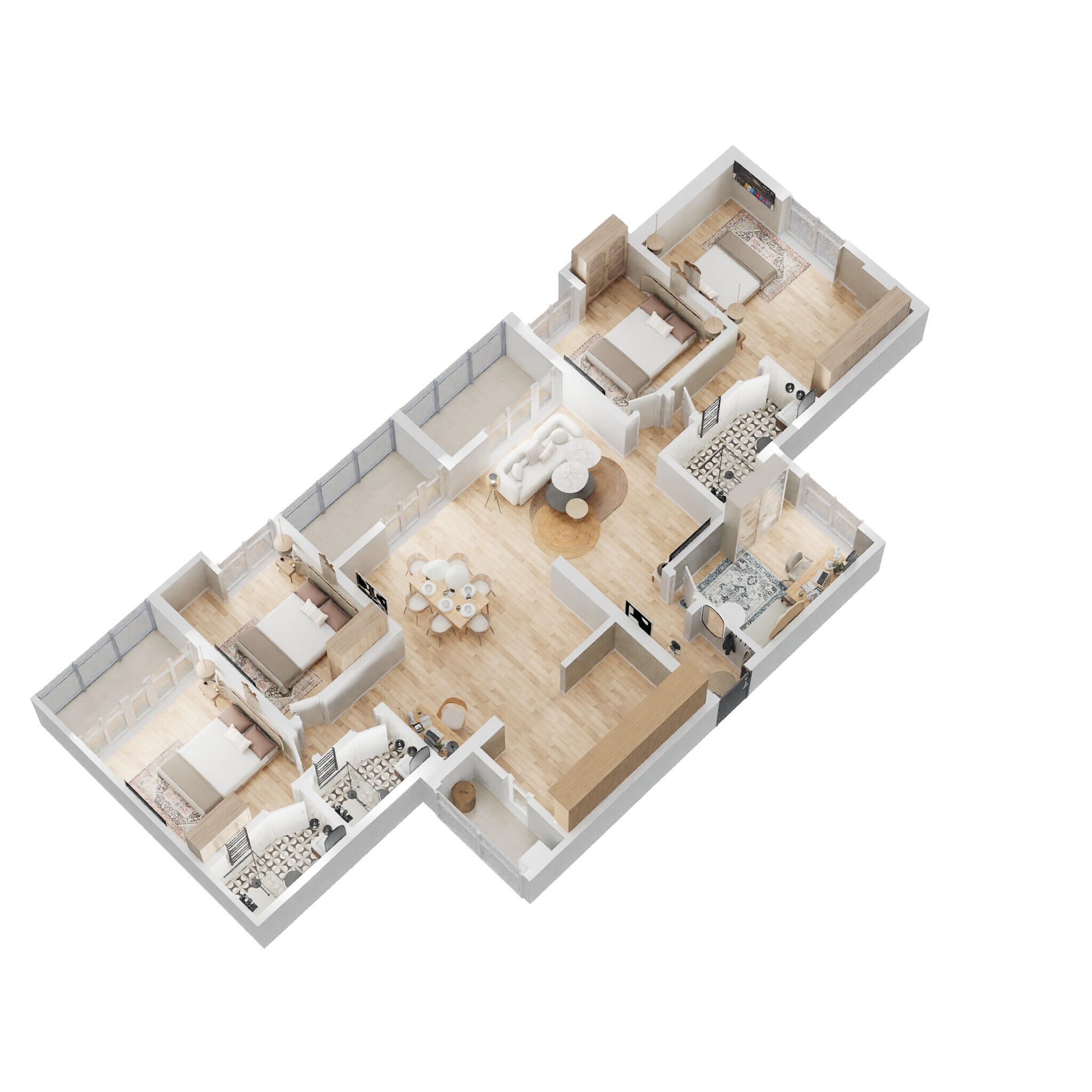 Floor plan of 4 BHK 1570 Sq. Ft. Apartment in Ceratec West Winds, Pune