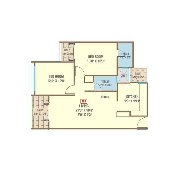 2 BHK 831 Sq. Ft. Apartment