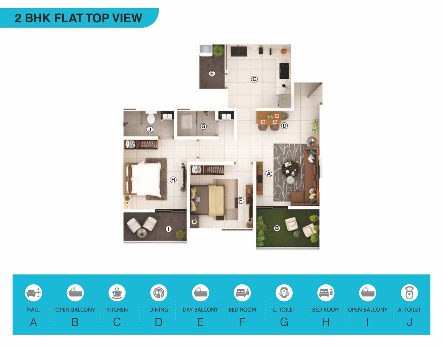 Floor plan of 2 BHK 793 Sq. Ft. Apartment in Chaitanya Pacific Tower, Pune