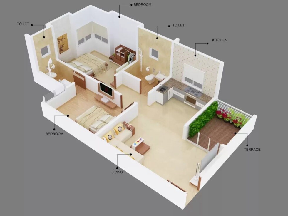 Floor plan of 2 BHK 527 Sq. Ft. Apartment in Chandrangan Kutumb, Pune