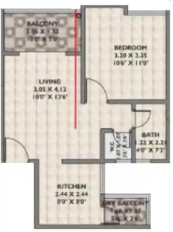 Floor plan of 1 BHK 394 Sq. Ft. Apartment in Chandrangan Revanta, Pune