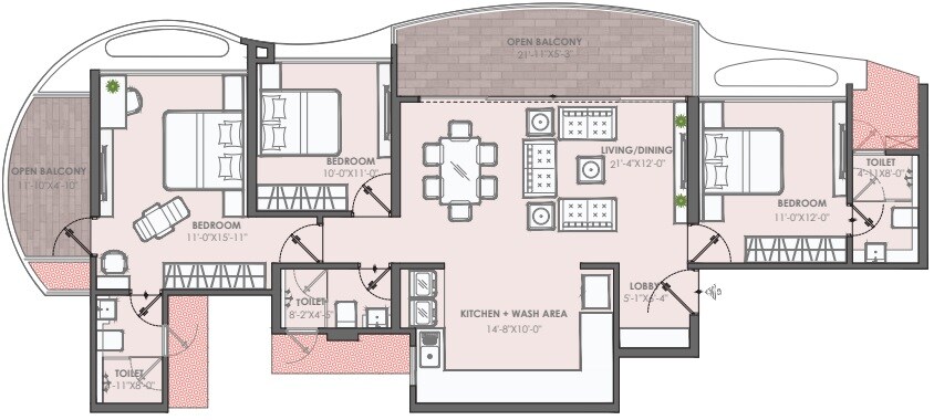 3 BHK 1284 Sq. Ft. Apartment