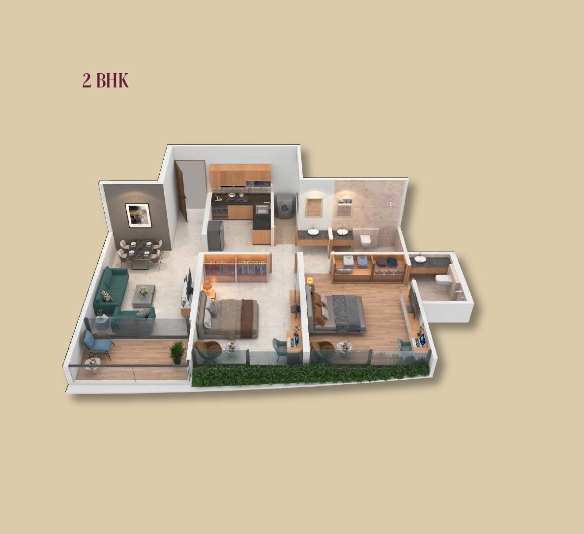 Floor plan of 2 BHK 900 Sq. Ft. Apartment in Chaphalkar Shubhamkaroti, Pune