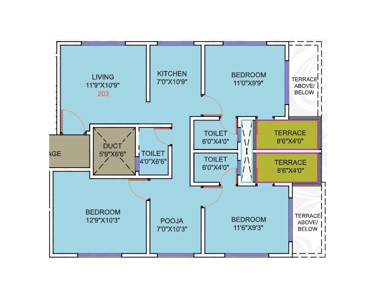 3 BHK 755 Sq. Ft. Apartment