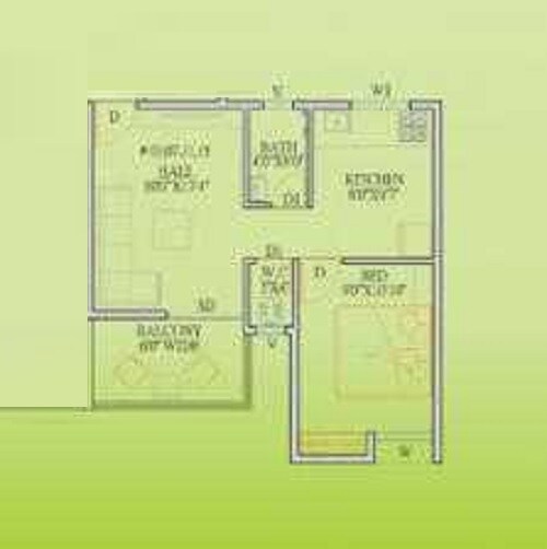 Floor plan of 1 BHK 445 Sq. Ft. Apartment in Chavan Eco Village, Pune