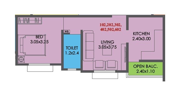 Floor plan of 1 BHK 376 Sq. Ft. Apartment in Chetana Sudarshan Solitaire, Pune