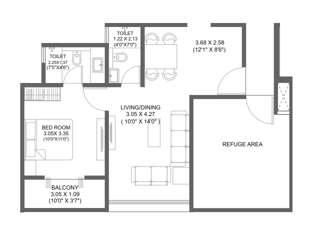 1 BHK 503 Sq. Ft. Apartment in Choice Goodwill Breeza