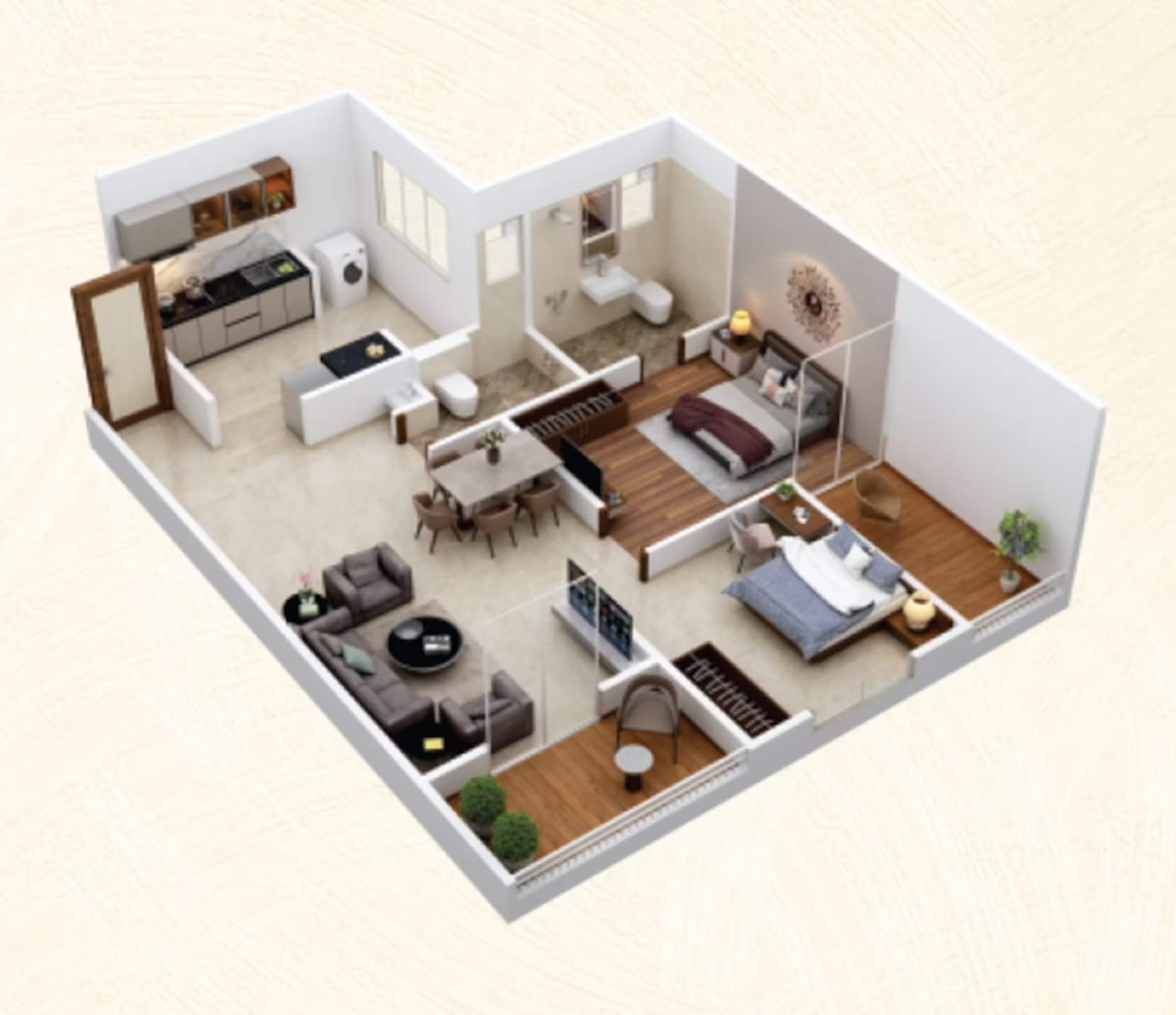Floor plan of 2 BHK 903 Sq. Ft. Apartment in Choice Goodwill Elements, Pune