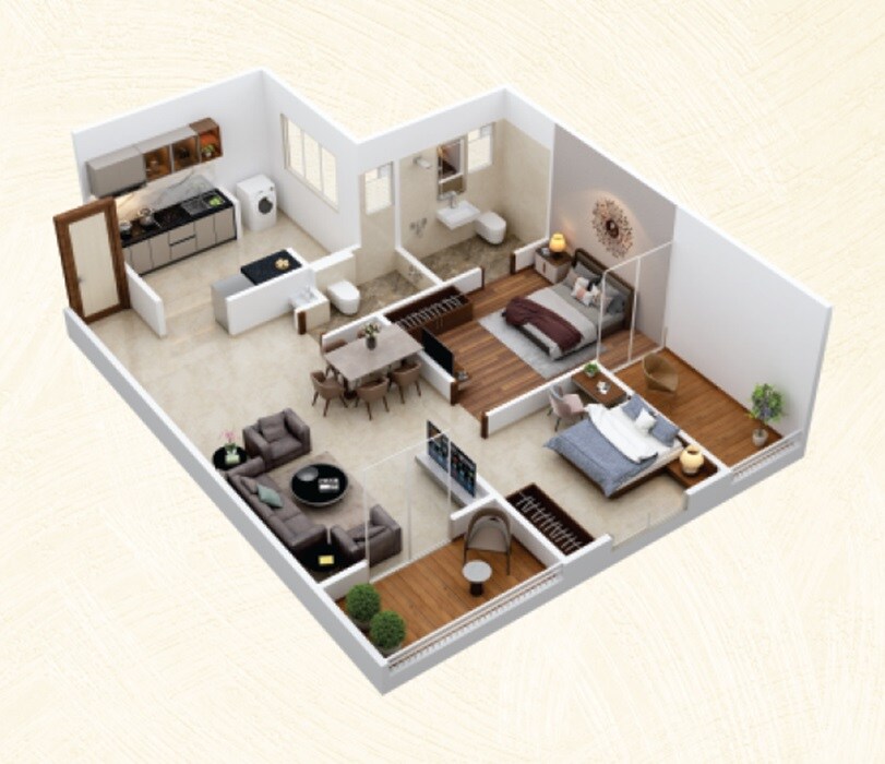 2 BHK 904 Sq. Ft. Apartment