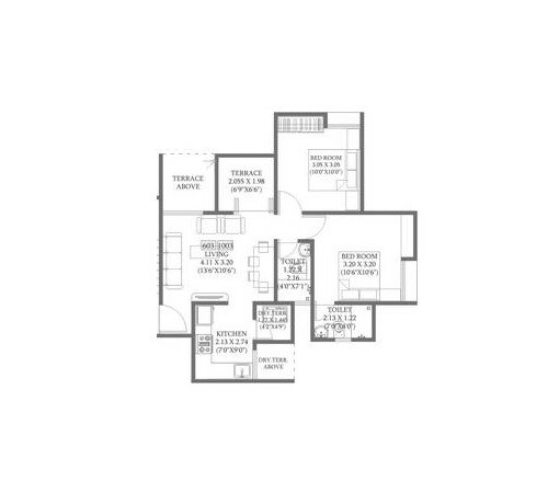2 BHK 427 Sq. Ft. Apartment