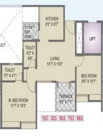 2 BHK 520 Sq. Ft. Apartment
