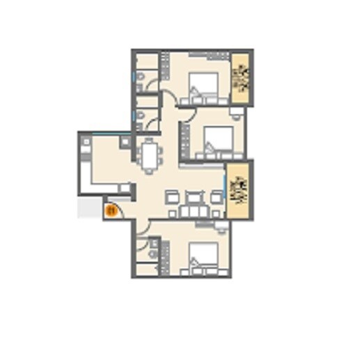 Floor plan of 2 BHK 804 Sq. Ft. Apartment in Choice QUE 914, Pune