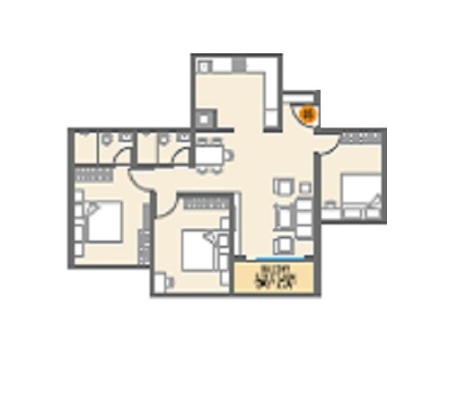 Floor plan of 4 BHK 1197 Sq. Ft. Apartment in Choice QUE 914, Pune
