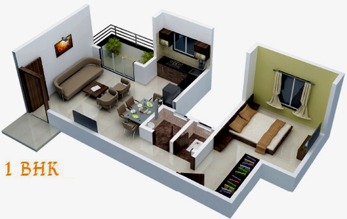 Floor plan of 1 BHK 482 Sq. Ft. Apartment in Citta Samrajya, Pune
