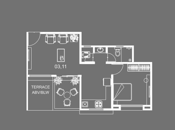 Floor plan of 1 BHK 431 Sq. Ft. Apartment in Classic Swar Gandhar, Pune