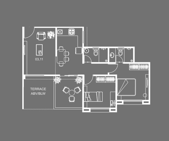 Floor plan of 2 BHK 500 Sq. Ft. Apartment in Classic Swar Gandhar, Pune