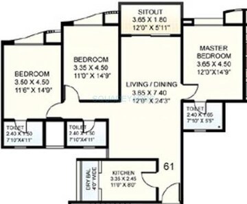  3 BHK Apartment at Clover Acropolis, Viman Nagar – for Rent