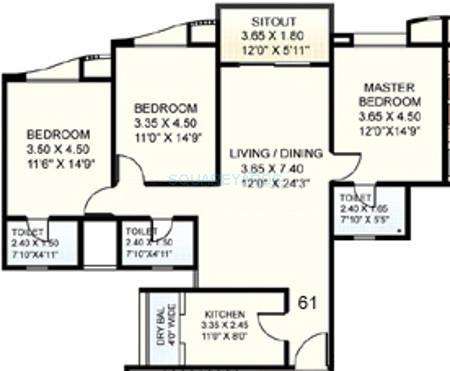 clover acropolis apartment 3bhk 1500sqft 11840
