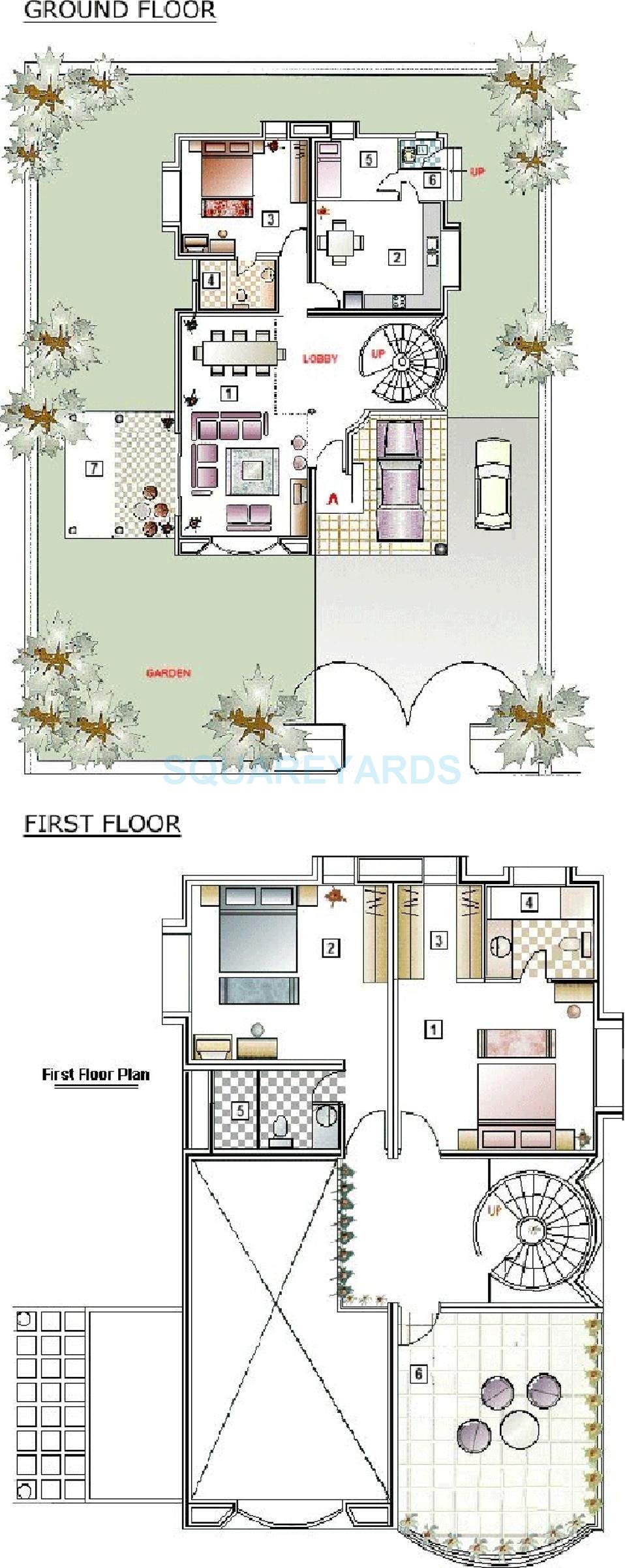 Floor plan of 3 BHK 2702 Sq. Ft. Villa in Clover Hills, Pune