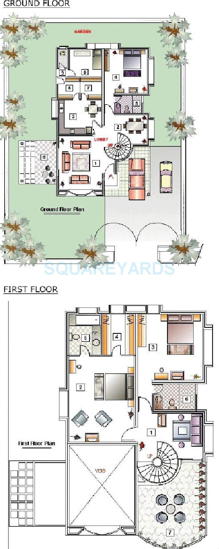 Floor plan of 3 BHK 2880 Sq. Ft. Villa in Clover Hills, Pune