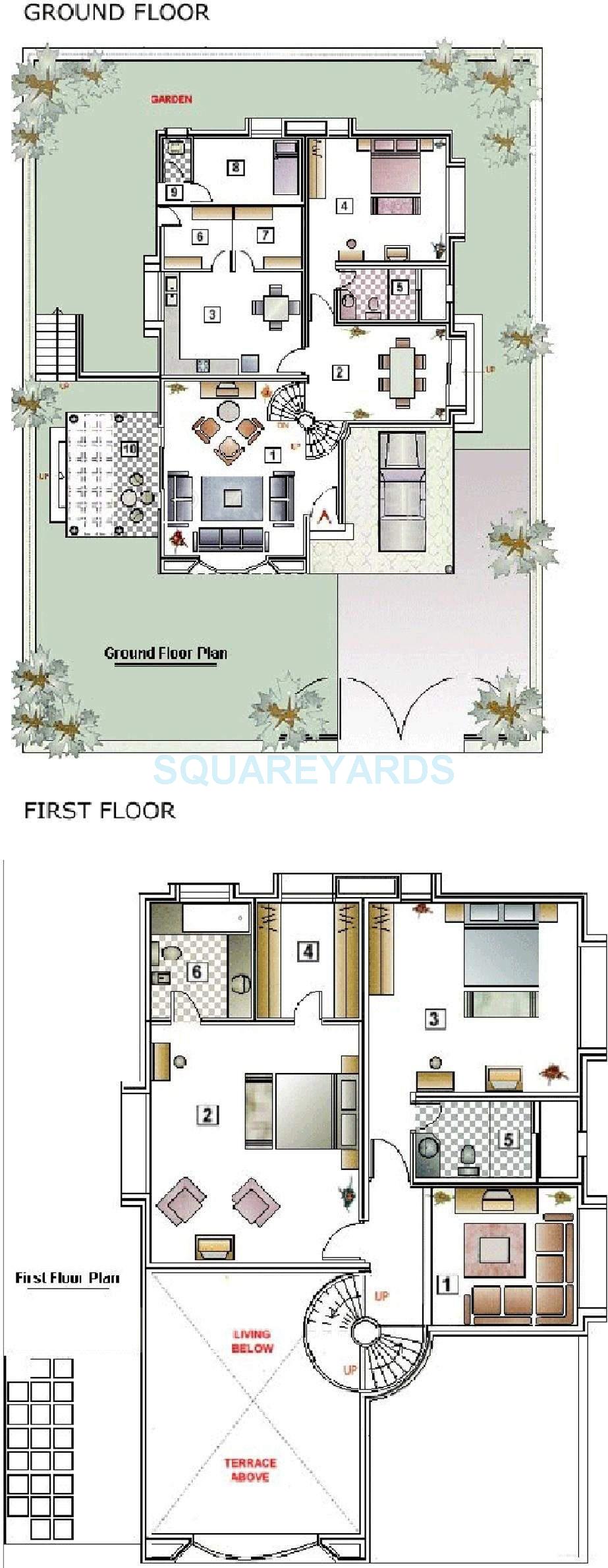 Floor plan of 3 BHK 3837 Sq. Ft. Villa in Clover Hills, Pune