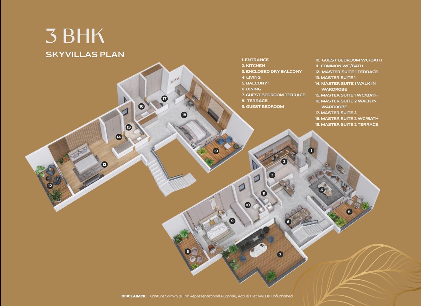 Floor plan of 3 BHK 1605 Sq. Ft. Apartment in Cristallo The Arista, Pune