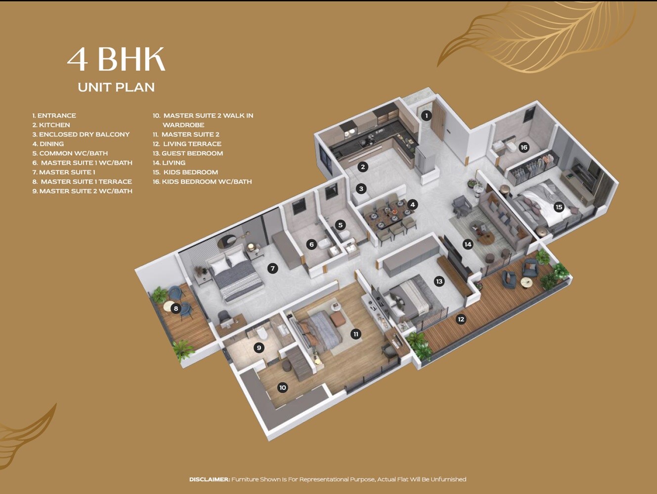 Floor plan of 4 BHK 1669 Sq. Ft. Apartment in Cristallo The Arista, Pune