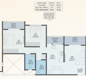 2 BHK 742 Sq. Ft. Apartment in Croissance Ra Urbania