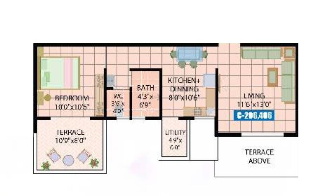 1 BHK 409 Sq. Ft. Apartment
