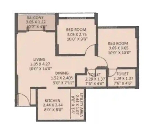 2 BHK 720 Sq. Ft. Apartment
