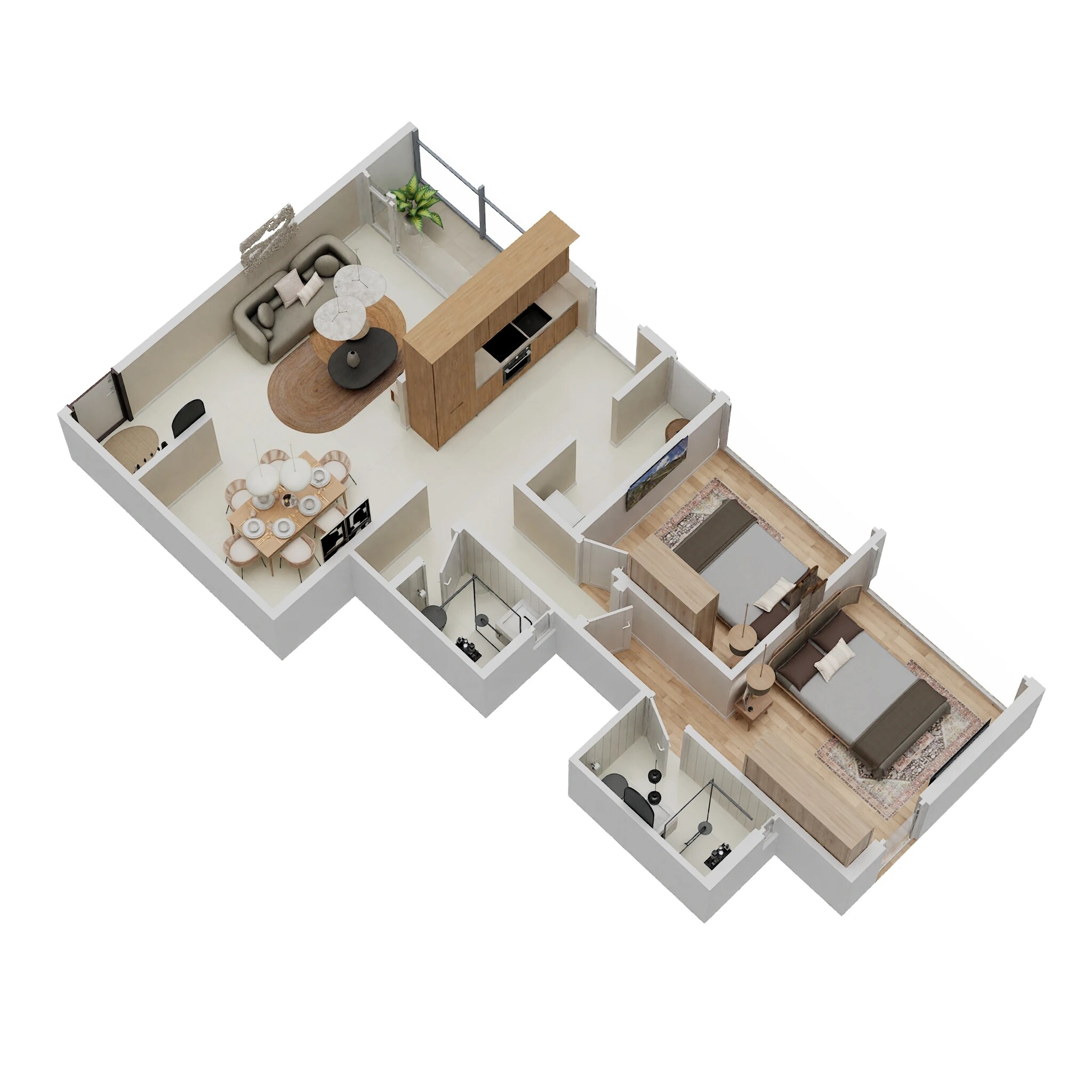 Floor plan of 2 BHK 769 Sq. Ft. Apartment in D And T Seeta CHS, Pune
