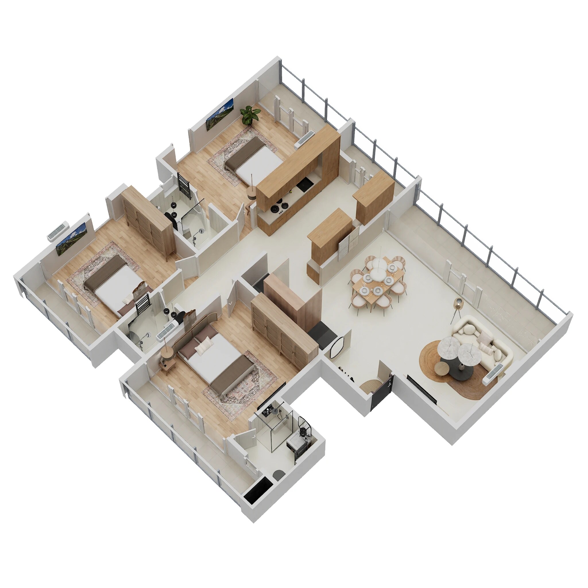 Floor plan of 3 BHK 1450 Sq. Ft. Apartment in D And T Seeta CHS, Pune