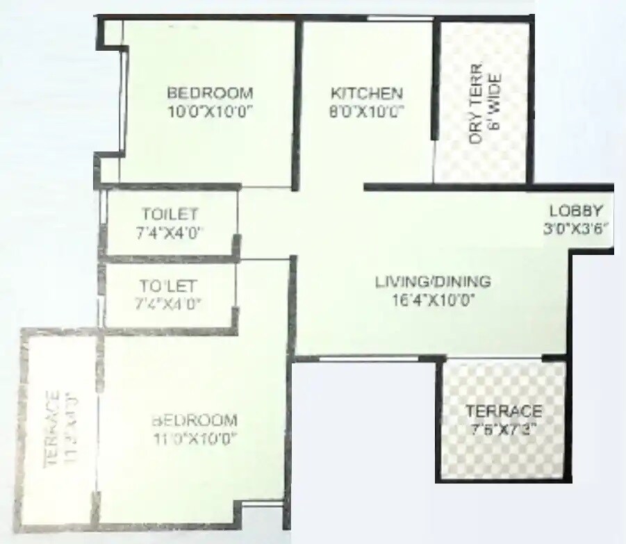 Floor plan of 2 BHK 449 Sq. Ft. Apartment in Dabhade Nisarg, Pune